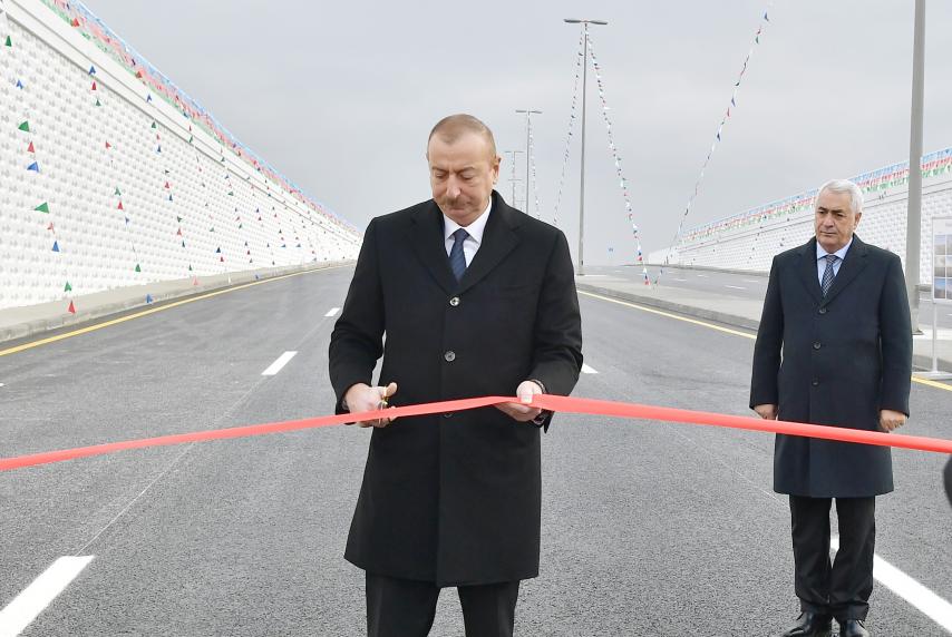 Ilham Aliyev inaugurated a highway tunnel in Pirshaghi settlement