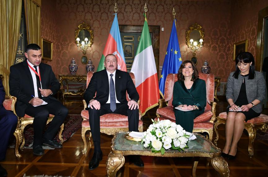 Ильхам Алиев встретился с председателем Сената Италии