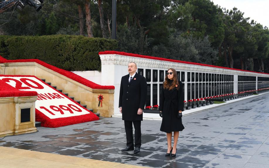 Ilham Aliyev and First Lady Mehriban Aliyeva visited Alley of Martyrs on the 31st anniversary of the 20 January tragedy