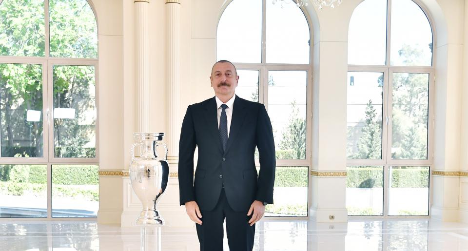 Ilham Aliyev was presented with EURO 2020 Trophy