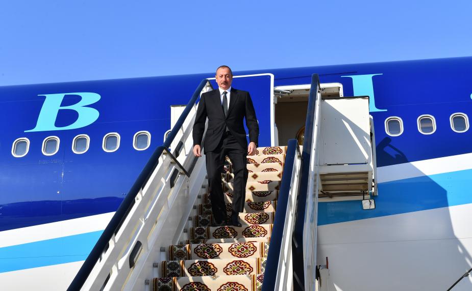 Ilham Aliyev arrived in Turkmenistan for a visit