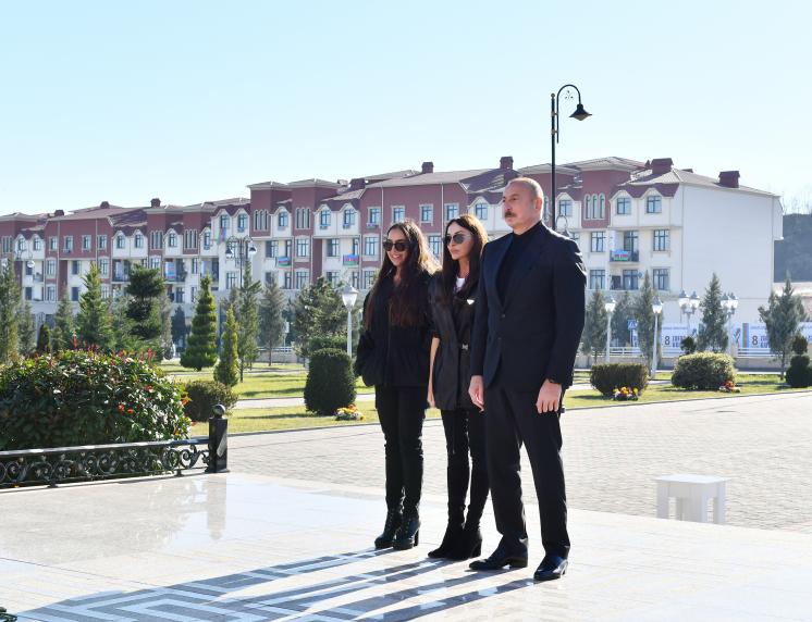 Ilham Aliyev and First Lady Mehriban Aliyeva arrived in Guba district for visit