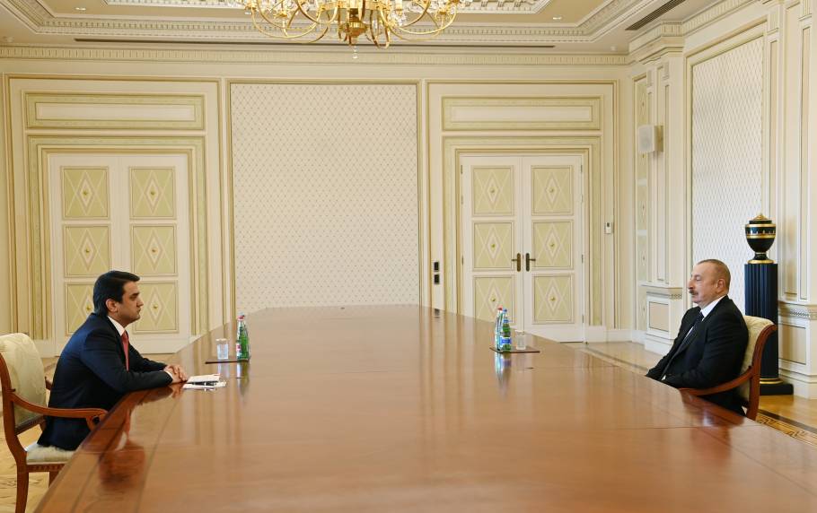 Ilham Aliyev has received Speaker of the Majlisi Milli, Supreme Assembly of the National Parliament of the Republic of Tajikistan Rustam Emomali