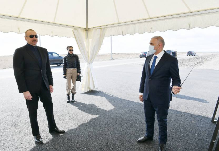 Ilham Aliyev, First Lady Mehriban Aliyeva attend presentation of modern insulated and protected cable line in Sugovushan settlement