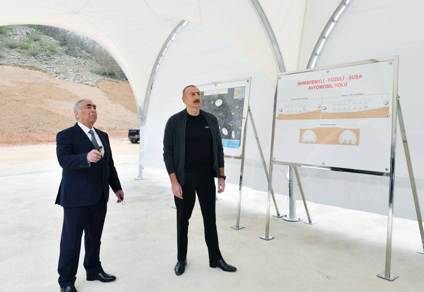 Ilham Aliyev viewed restoration work to be carried out at Kondalanchay reservoirs and construction of Ahmadbayli-Fuzuli-Shusha highway and tunnels on the road, major overhaul of administrative building and construction of conference hall in Shusha