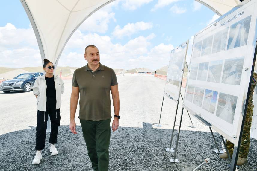 Ilham Aliyev and First Lady Mehriban Aliyeva viewed construction of Horadiz-Jabrayil-Zangilan-Aghband highway