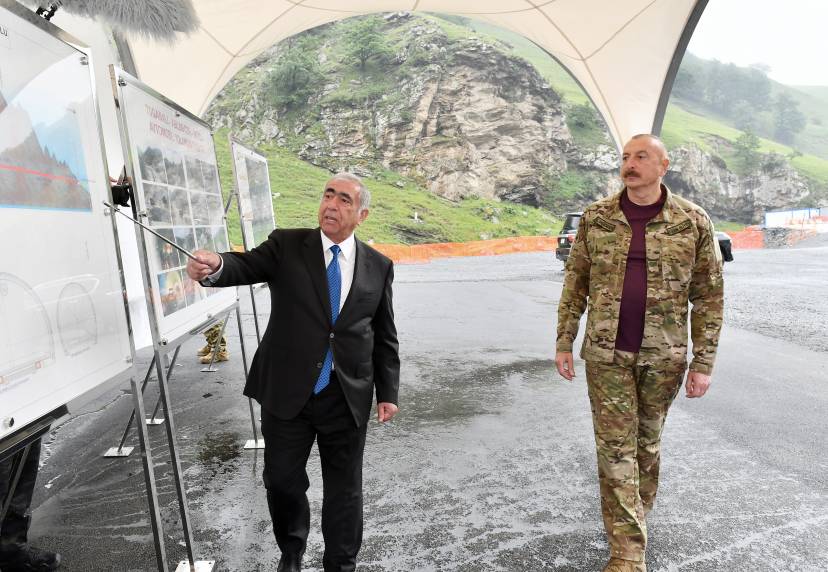 Ilham Aliyev viewed the construction of two tunnels in the Goygol district
