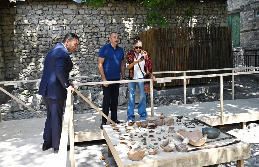 Ilham Aliyev and First Lady Mehriban Aliyeva viewed ongoing and planned construction and restoration works in Basgal State Historical-Architectural Reserve