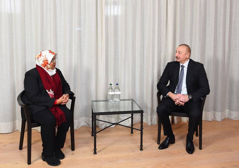 Ильхам Алиев встретился в Давосе с исполнительным директором Программы ООН по населенным пунктам