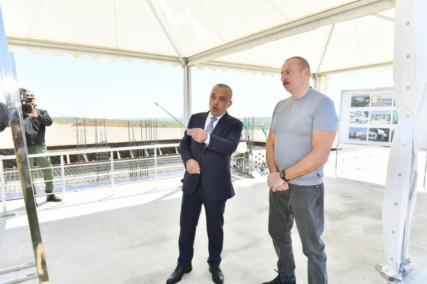 Ilham Aliyev has laid the foundation stone for the complex of drinking water supply, sewage and storm drainage system of the city of Fuzuli