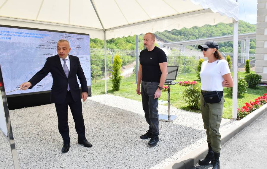 Ilham Aliyev and First Lady Mehriban Aliyeva inaugurated Zarislichay pumping station in village of Dashalti