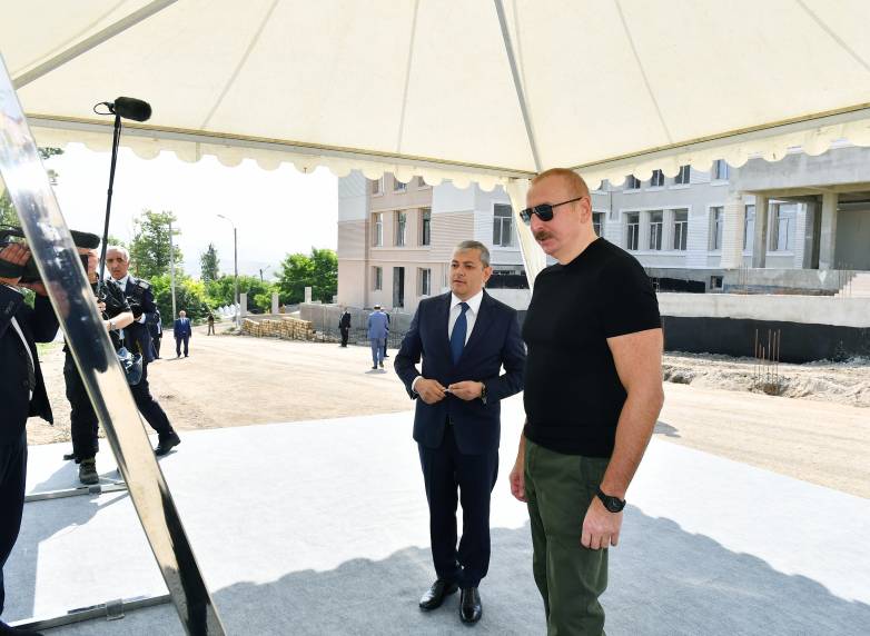 Ilham Aliyev viewed construction progress of secondary school No 1 in Shusha