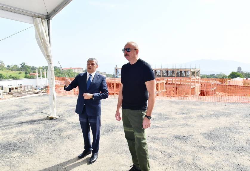 Ilham Aliyev examined construction progress of Shusha city hospital