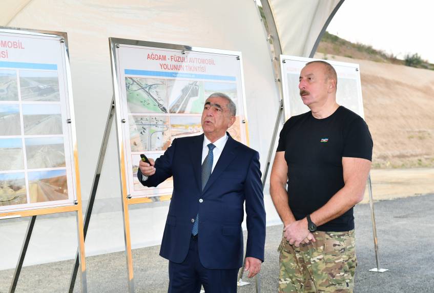 Ilham Aliyev examined construction progress of Aghdam-Fuzuli highway