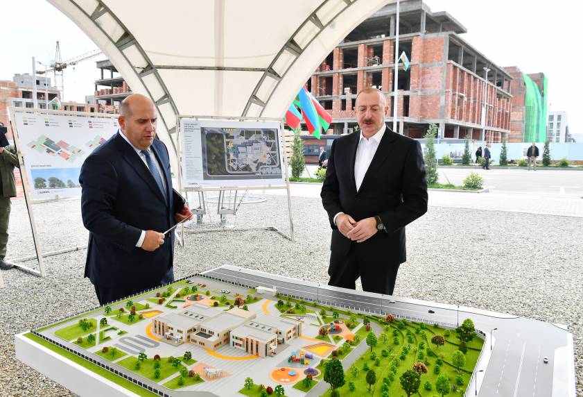 Ilham Aliyev has laid a foundation stone for a 240-seat kindergarten in the city of Fuzuli