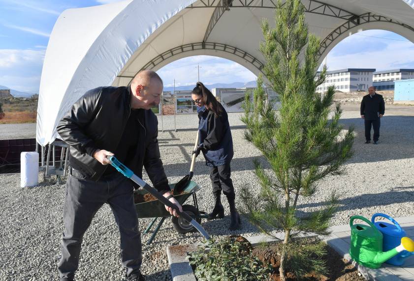 Ilham Aliyev and First Lady Mehriban Aliyeva have attended a ground-breaking ceremony for the Central Park in the city of Aghdam