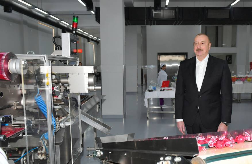 Ilham Aliyev examined operations of confectionery manufacturing enterprise in Lankaran