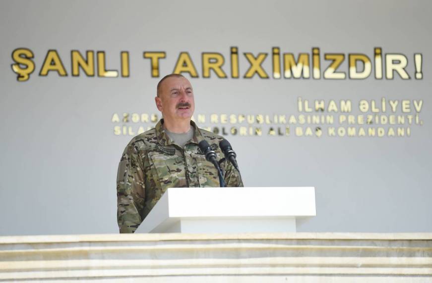 Речь Ильхама Алиева на одном из воинских частей коммандо Министерства обороны
