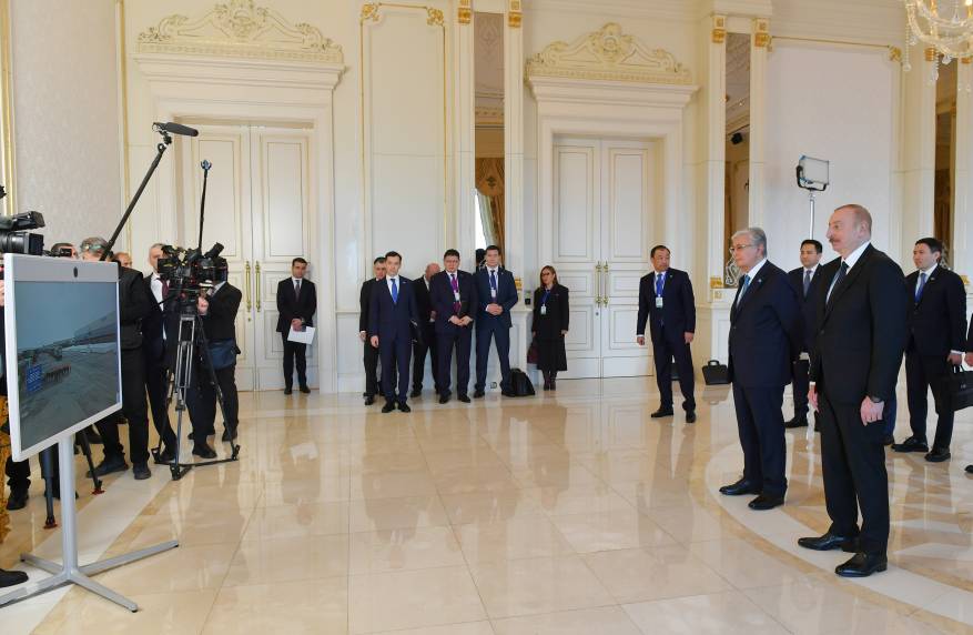 Ilham Aliyev and President of the Republic of Kazakhstan Kassym-Jomart Tokayev watched via a video link the ceremony marking the arrival of a container train from China's Xi'an terminal to Baku's Absheron station