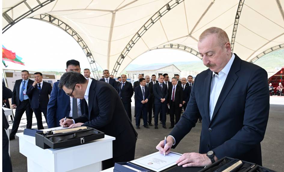 Presidents of Azerbaijan and Kyrgyzstan attended ground-breaking ceremony for secondary school of Khydyrli village in Aghdam