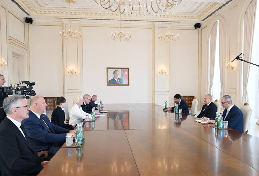 Ilham Aliyev received Speaker of Latvian Saeima and her accompanying delegation