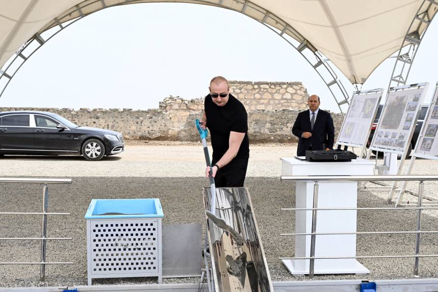 Ilham Aliyev laid the foundation stone for the village of Shotlanli