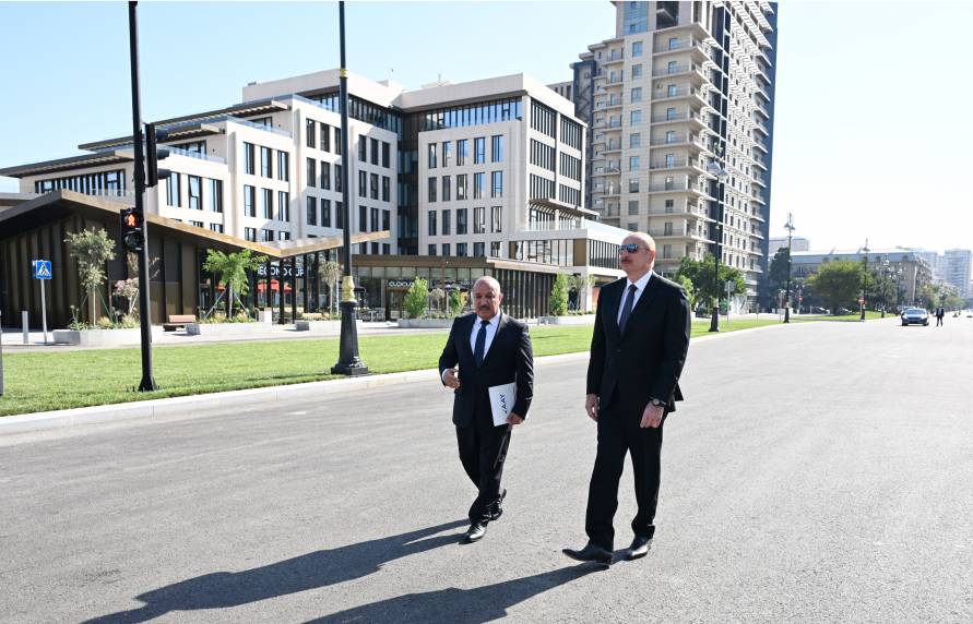 Ilham Aliyev attended opening of new road at "Javanshir" bridge site