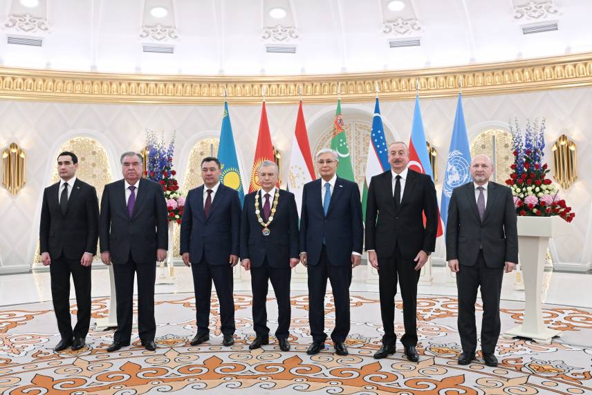 Ilham Aliyev attended award ceremony for Uzbekistan’s President Shavkat Mirziyoyev in Astana