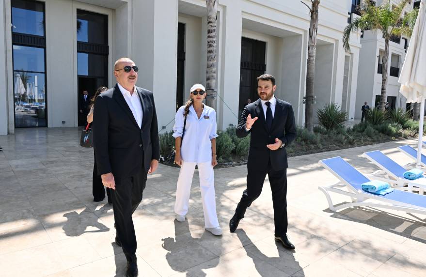 Ilham Aliyev and First Lady Mehriban Aliyeva attended inauguration of LANDAU School and “The Grand” apart hotel at Sea Breeze Resort