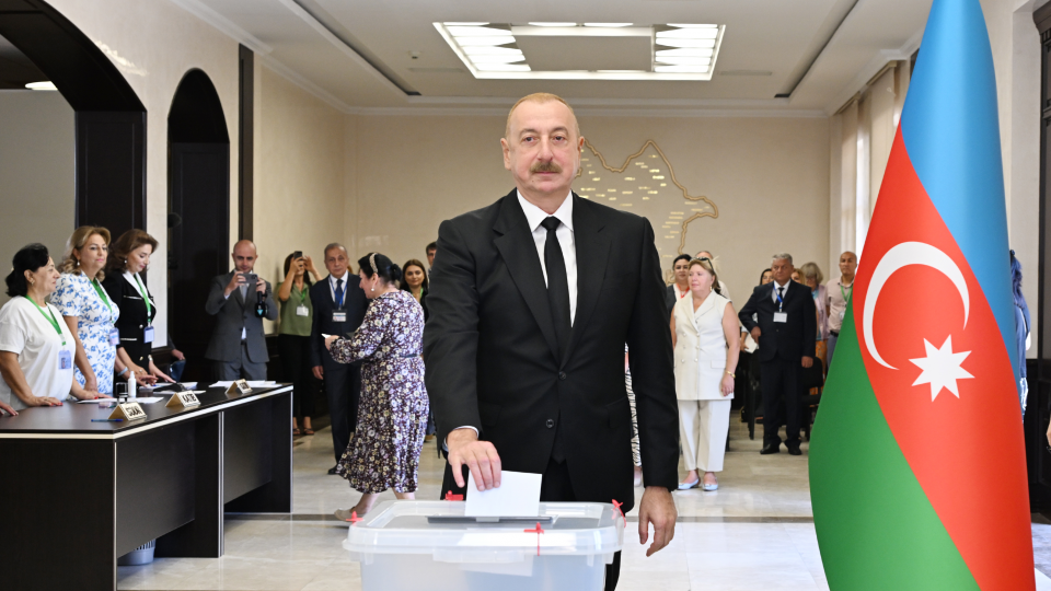 Ilham Aliyev, First Lady Mehriban Aliyeva, and their daughter Leyla Aliyeva voted in snap parliamentary elections