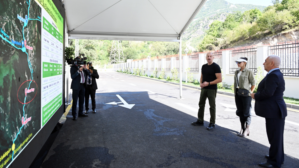 Ilham Aliyev and First Lady Mehriban Aliyeva attended inauguration of “Yukhari Vang" Hydroelectric Power Plant on Tartar River in Kalbajar