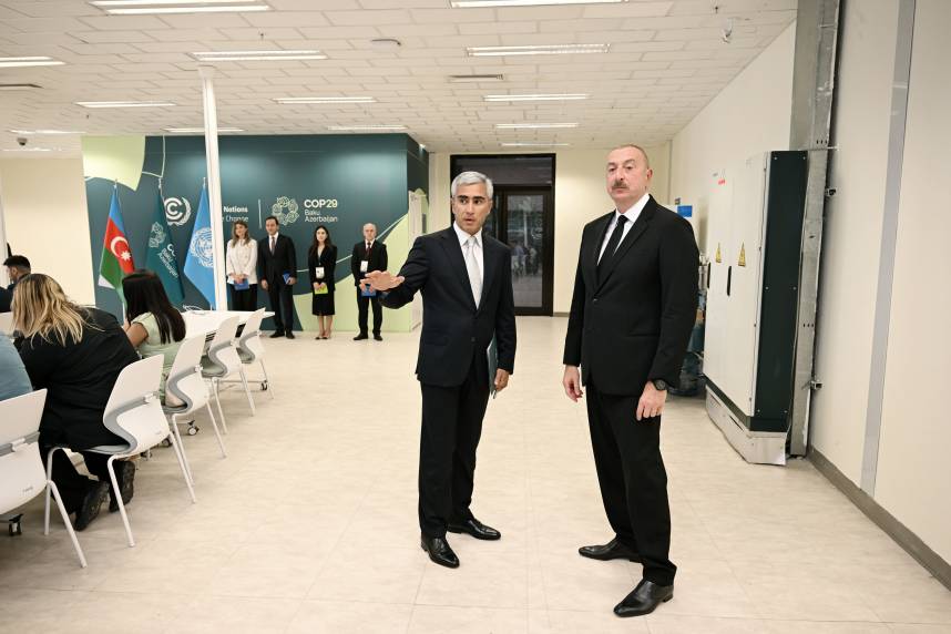 Ilham Aliyev reviews COP29 venue preparations at Baku Olympic Stadium