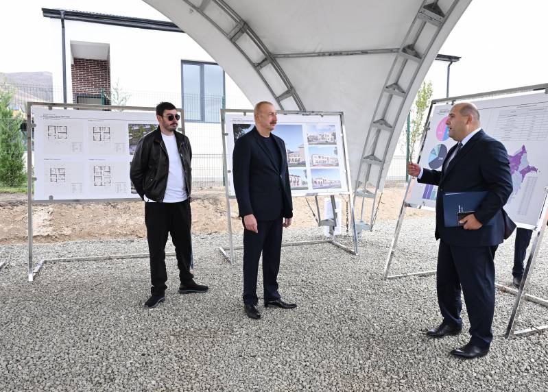 Ilham Aliyev visited Khydyrli village in Aghdam to inspect the ongoing restoration work