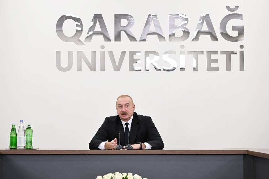 İlham Əliyev Qarabağ Universitetinin təmirdən sonra açılışında iştirak edib