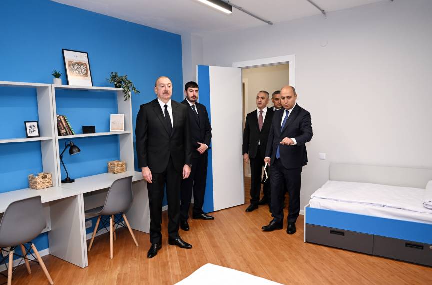 Ilham Aliyev attended opening of Garabagh University's renovated student dormitory in Khankendi