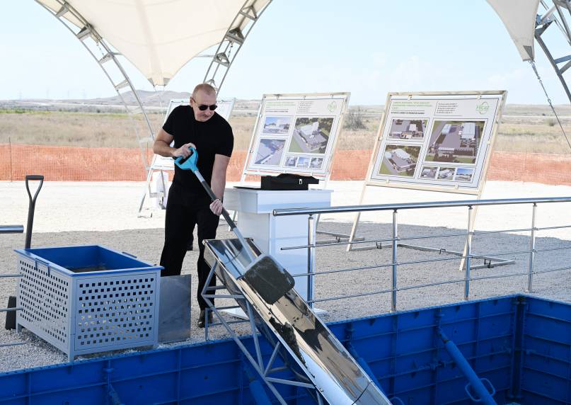 Ilham Aliyev laid foundation stone for brooding egg production factory in Jabrayil District