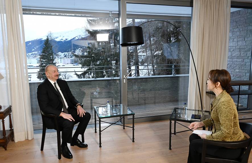 Ilham Aliyev was interviewed by China's CGTN news channel in Davos