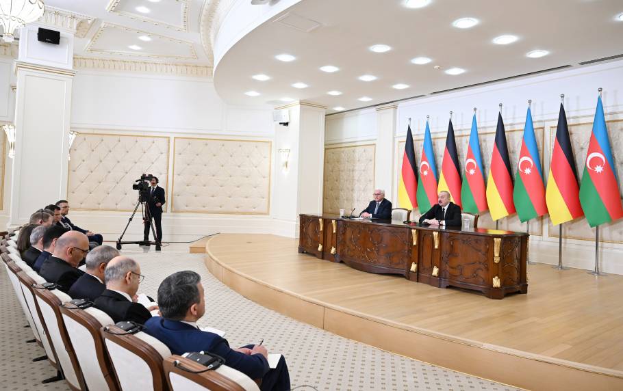 Presidents of Azerbaijan and Germany made press statements