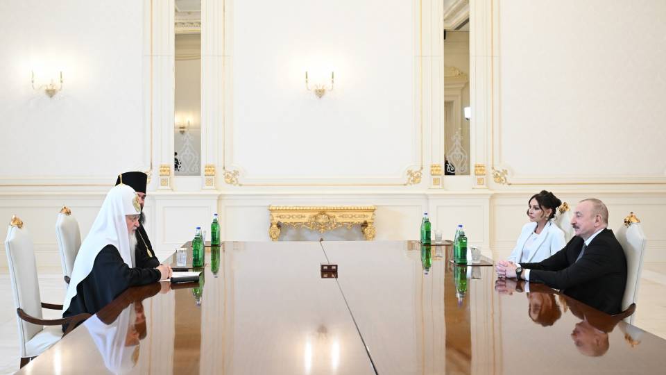 İlham Əliyev Moskvanın və Bütün Rusiyanın Patriarxı Kirill ilə görüşüb