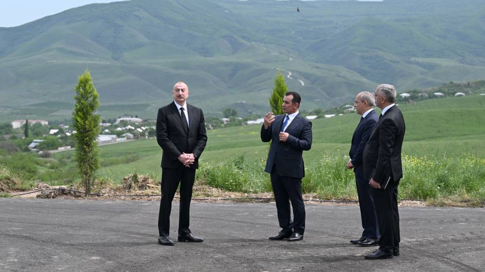 İlham Əliyev “Qoç Ət” Kəndli Fermer Təsərrüfatı MMC-nin Xocalının Xanabad kəndindəki heyvandarlıq kompleksinin açılışında iştirak edib