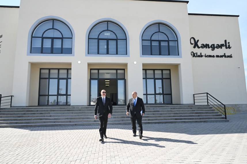 İlham Əliyev Ağdamın Kəngərli kəndində klub-icma mərkəzində yaradılan şəraitlə də tanış olub