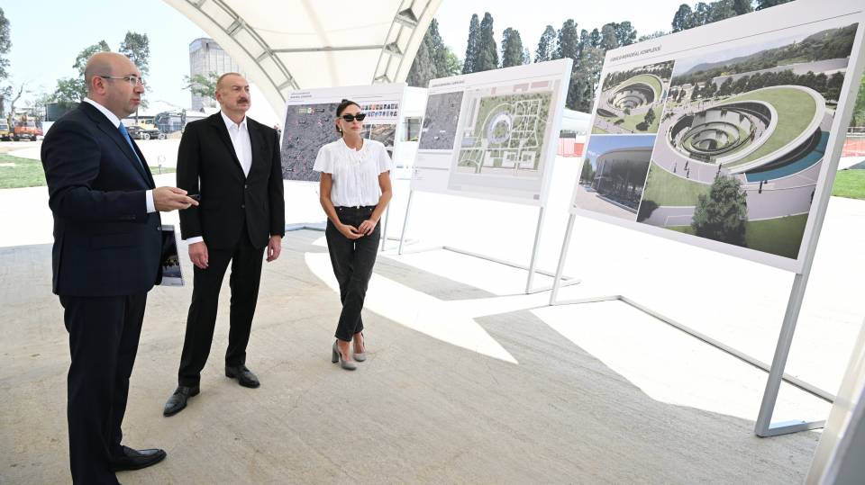 Ilham Aliyev and First Lady Mehriban Aliyeva reviewed work at Ganja Memorial Complex