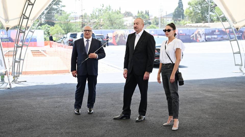 Ilham Aliyev and First Lady Mehriban Aliyeva participated in the groundbreaking ceremony for a basalt products manufacturing facility in the city of Ganja