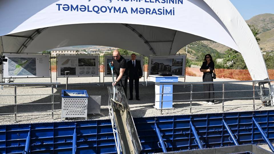 Ilham Aliyev and First Lady Mehriban Aliyeva attended a groundbreaking ceremony for the 4th residential complex in the city of Kalbajar