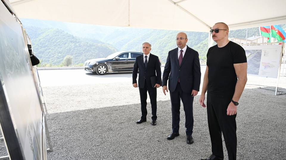 Ilham Aliyev laid foundation stone for Kalbajar city park