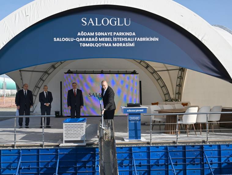 Ilham Aliyev laid foundation stone for production facility of Saloglu Garabagh LLC in Aghdam Industrial Park