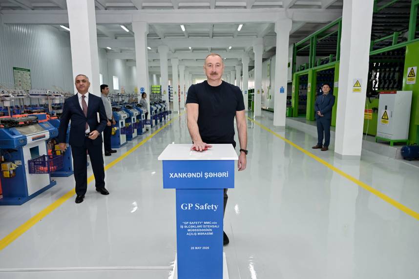 İlham Əliyev Xankəndidə “GP Safety” MMC-nin iş əlcəkləri istehsalı müəssisəsinin açılışında iştirak edib