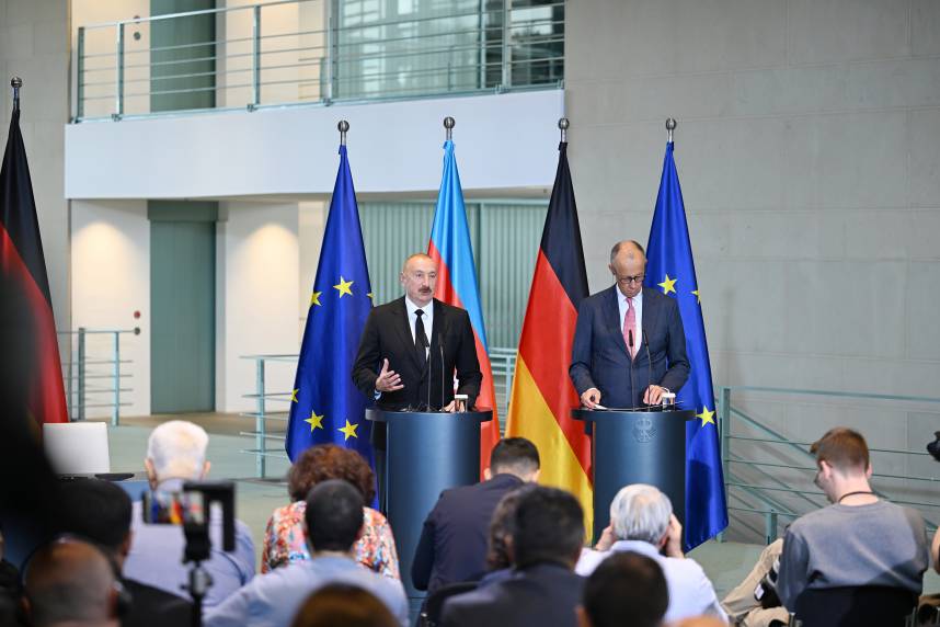 Ilham Aliyev and Federal Chancellor Friedrich Merz made press statements
