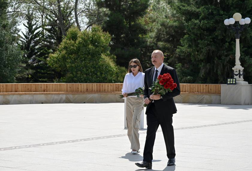 Ilham Aliyev and First Lady Mehriban Aliyeva arrived in Shamakhi district
